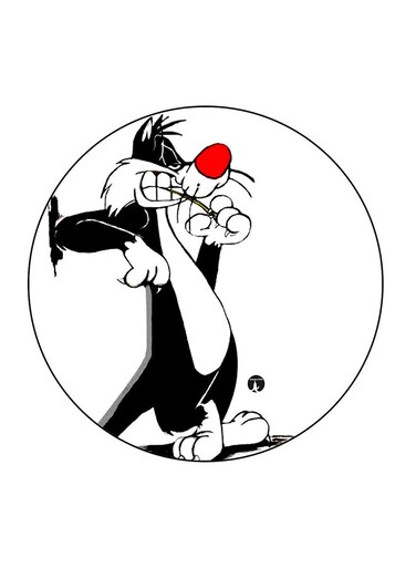 Cartoon Printed Fridge Magnet Black/White/Red 5.5 x 5.5cm
