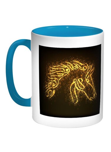 Horse Shape Printed Coffee Mug Turquoise/White/Black