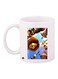 Cartoon Printed Ceramic Coffee Mug White/Brown/Blue 11ounce