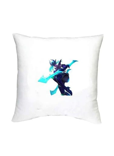 Mobile Legends Printed Decorative Cushion White/Black/Blue 16x16inch