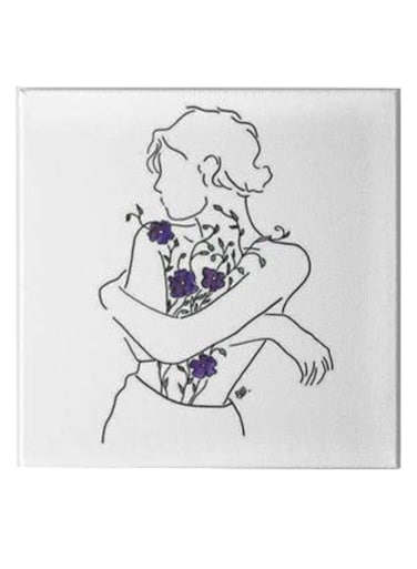 Girl Animation Hidden Frame Canvas Wall Painting White/Black/Blue 50 x 50cm