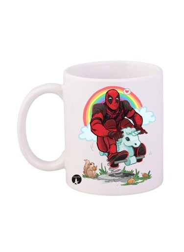 Deadpool Printed Mug White/Red/Black 12ounce