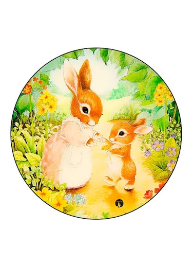 Rabbits Printed Fridge Magnet Round Multicolour