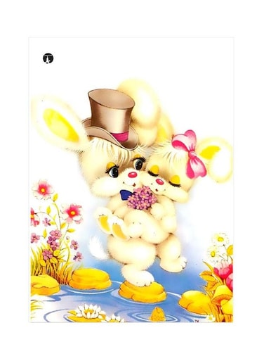 Cartoon Themed Metallic Plate Yellow/Pink/Blue 20x15cm