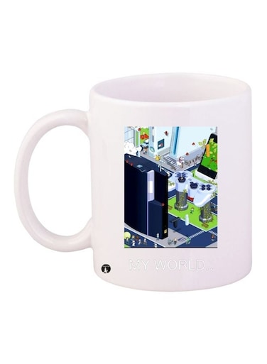 Video Game Themed Coffee Mug White/Blue/Green 11ounce