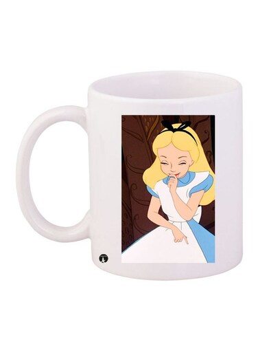 Cartoon Girl Printed Coffee Mug White/Yellow/Blue