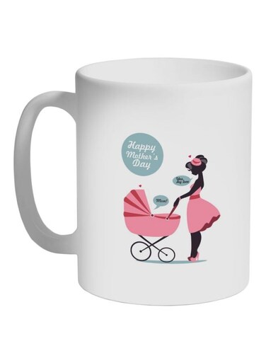 Happy Mother's Day Printed Coffee Mug White/Pink/Black 325ml