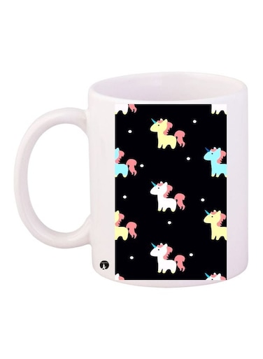 Cartoon Unicorn Printed Coffee Mug White/Black/Blue 11ounce