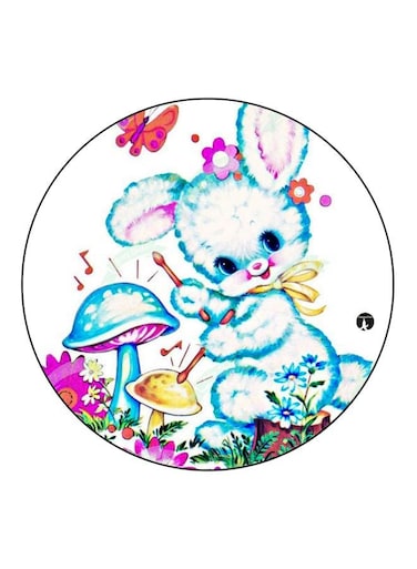 Bunny Printed Fridge Magnet White/Blue/Pink 5.5cm