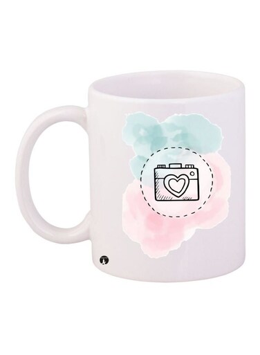 Camera Printed Coffee Mug White/Blue/Black 11ounce
