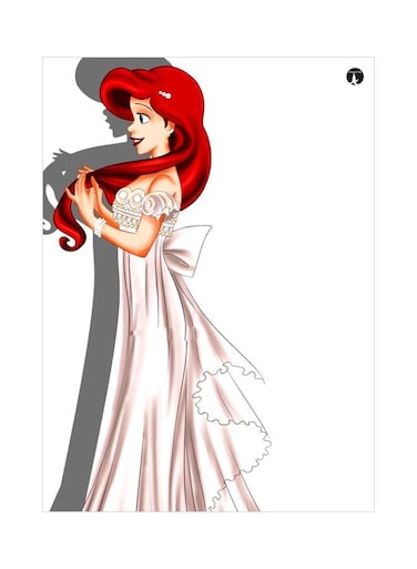 Disney Princess Themed Decorative Metallic Plate Red/White/Pink 20x15cm