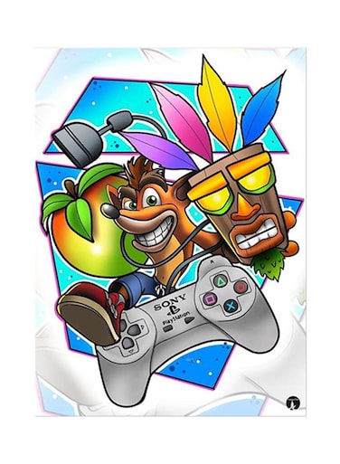 Video Game Crash Metal Plate Poster Multicolour 15 x 20cm