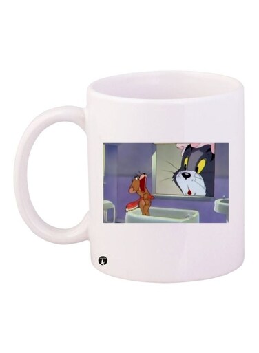 Tom And Jerry Printed Coffee Mug White/Purple/Grey