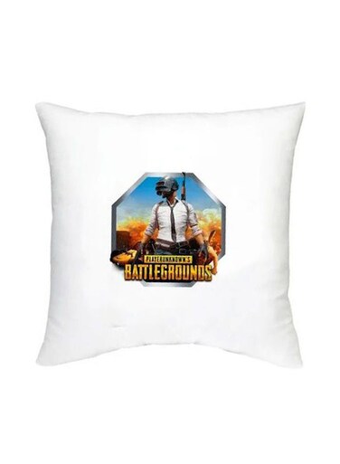 PUBG Printed Decorative Cushion White/Yellow/Black 16x16inch