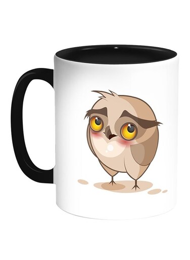 Owl Printed Coffee Mug White Black 11 ounce