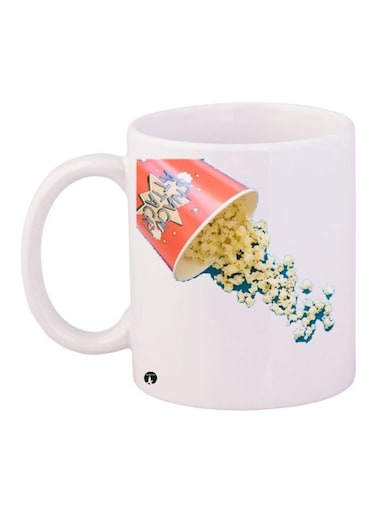 Popcorn Printed Coffee Mug White/Pink/Blue 11ounce