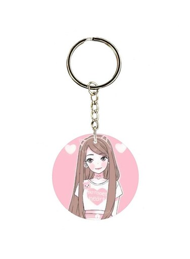 Cartoon Girl Printed Keychain