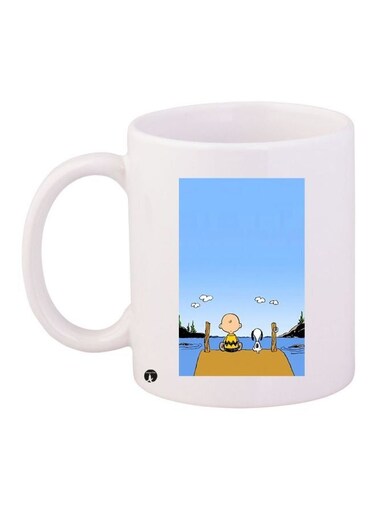 Snoopy Dog Printed Coffee Mug White/Blue/Brown 11ounce