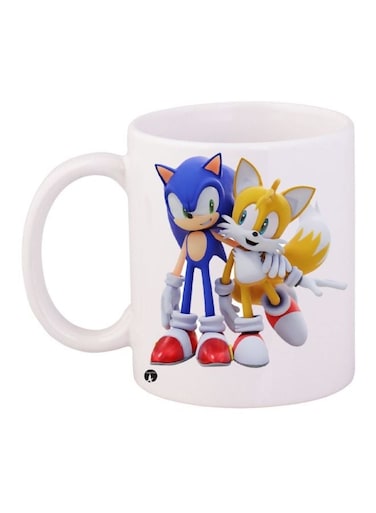 Sonic The Hedgehog Printed Coffee Mug White/Blue/Yellow 11ounce