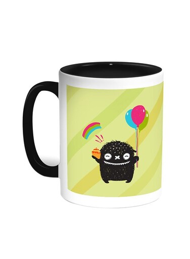Cartoon Drawing - The Joy Of Eid Printed Coffee Mug Black/White 11ounce