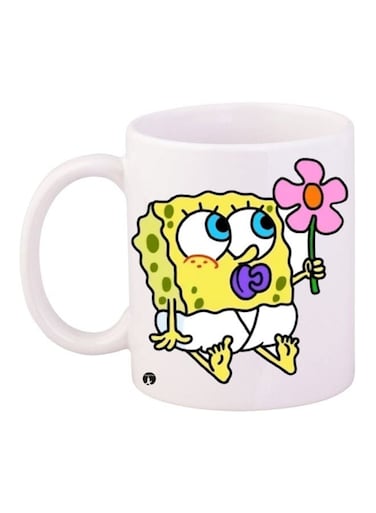 SpongeBob SquarePants Printed Coffee Mug White/Yellow/Black 11ounce