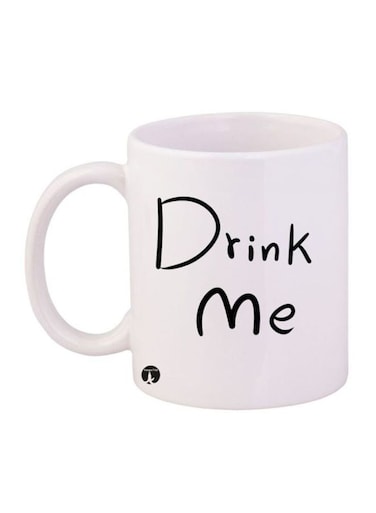 Drink Me Printed Mug White/Black 12ounce