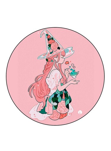 Girl Printed Fridge Magnet Round Multicolour