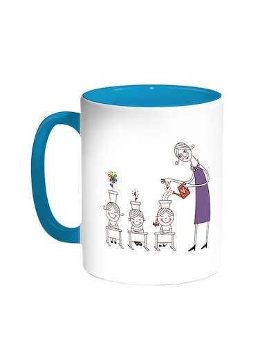 Plant The Seeds Of Love In Children Printed Coffee Mug Turquoise/White 11ounce
