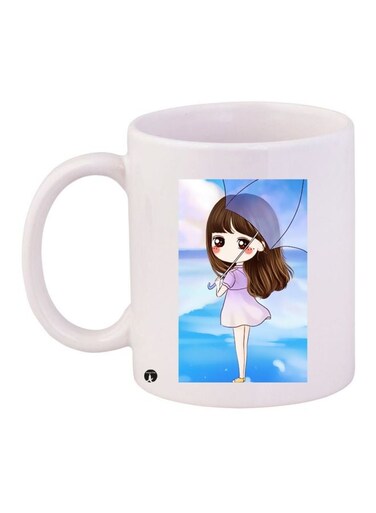 Anime Girl Printed Coffee Mug White/Blue/Brown