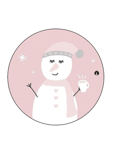 Snowman Printed Fridge Magnet Pink/White/Black 5.5 x 5.5cm