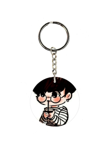 Cartoon Boy Printed Dual Sided Keychain