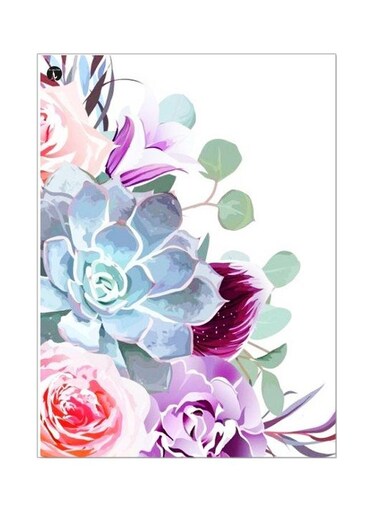Flower Printed Metallic Plate Blue/Purple/Green 20x15cm