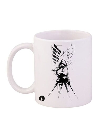 Anime Attack On Titan Printed Mug White/Black 12ounce