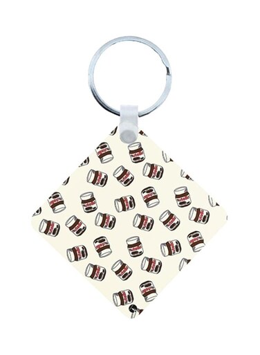 Wooden Nutella Printed Keychain