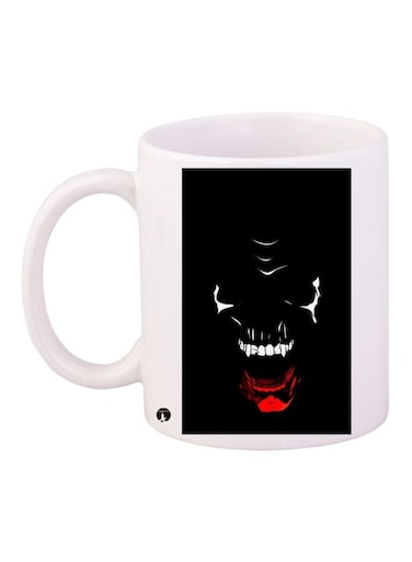 Printed Ceramic Coffee Mug White/Black/Red 11ounce
