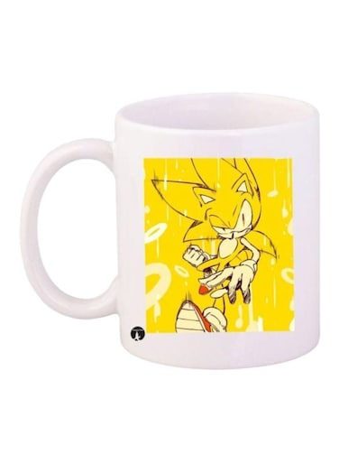 Sonic Printed Coffee Mug White/Yellow