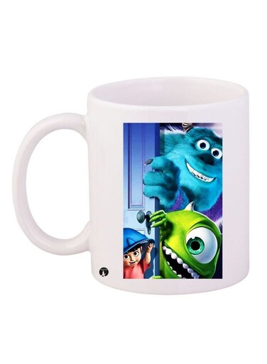 Cartoon Printed Coffee Mug White/Blue/Green 11ounce