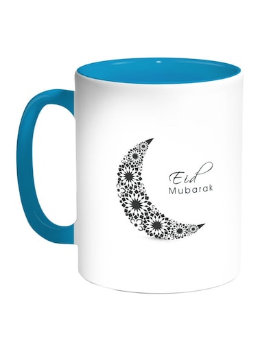 Eid Mubarak Printed Coffee Mug Turquoise/White/Black