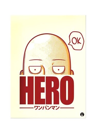 Anime One Punch Man Metal Plate Poster Beige/Red 15x20cm