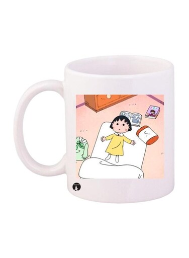 Chibi Maruko Chan Printed Mug White/Pink/Yellow Standard Size