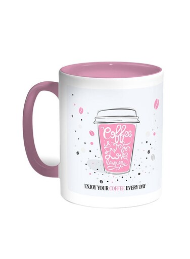 A Cup Of Coffee Printed Coffee Mug Pink/White 11ounce