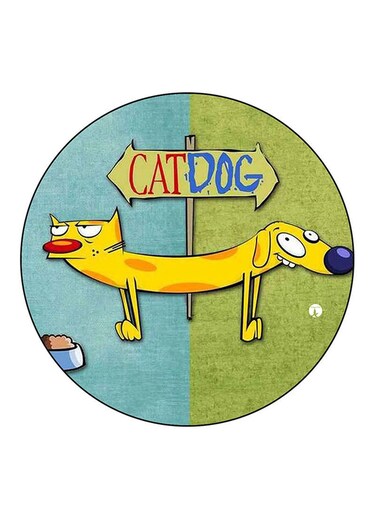 Catdog Printed Fridge Magnet Round Multicolour