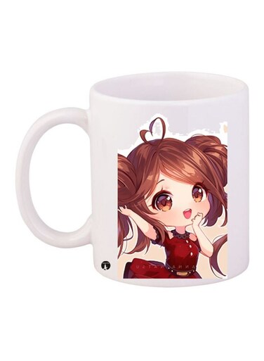 Anime Girl Printed Coffee Mug White/Brown/Red