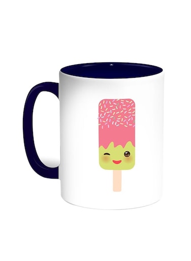 Cartoon Graphics - Ice Cream Printed Coffee Mug Blue/White 11ounce