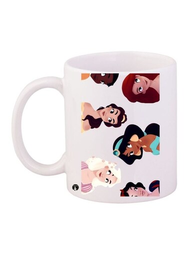 Disney Princesses Printed Coffee Mug White/Brown/Green 11ounce