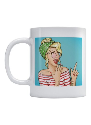 Woman Printed Mug White/Blue/Beige