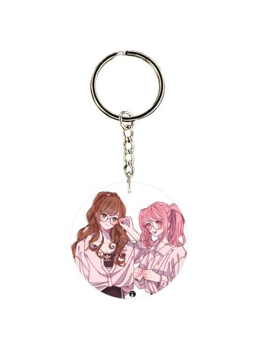 Single Sided Girls Printed Keychain