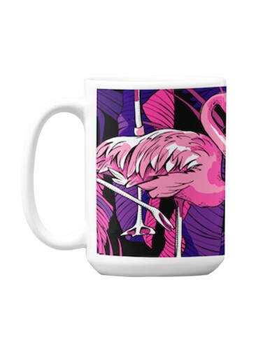 Premium Printed Ceramic Coffee Mug White/Pink 350ml