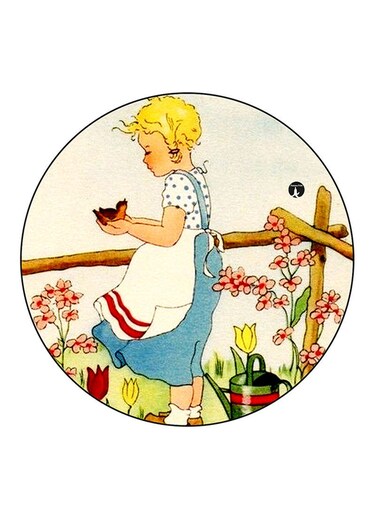 Vintage Art Printed Fridge Magnet Multicolour