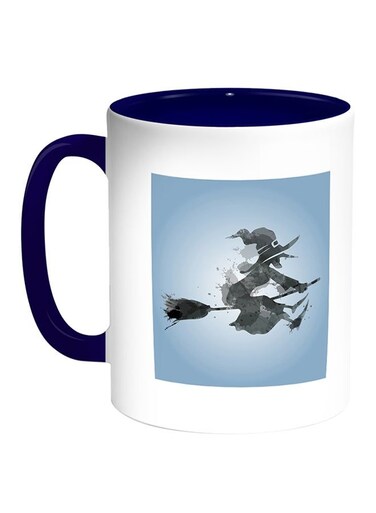 Witch Printed Coffee Mug White/Blue 11ounce